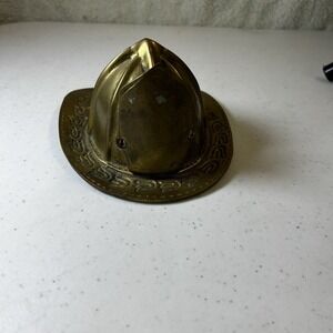 Vintage‎ Brass Victorian Fireman Helmet/Hat Replica Paperweight Made In Korea
